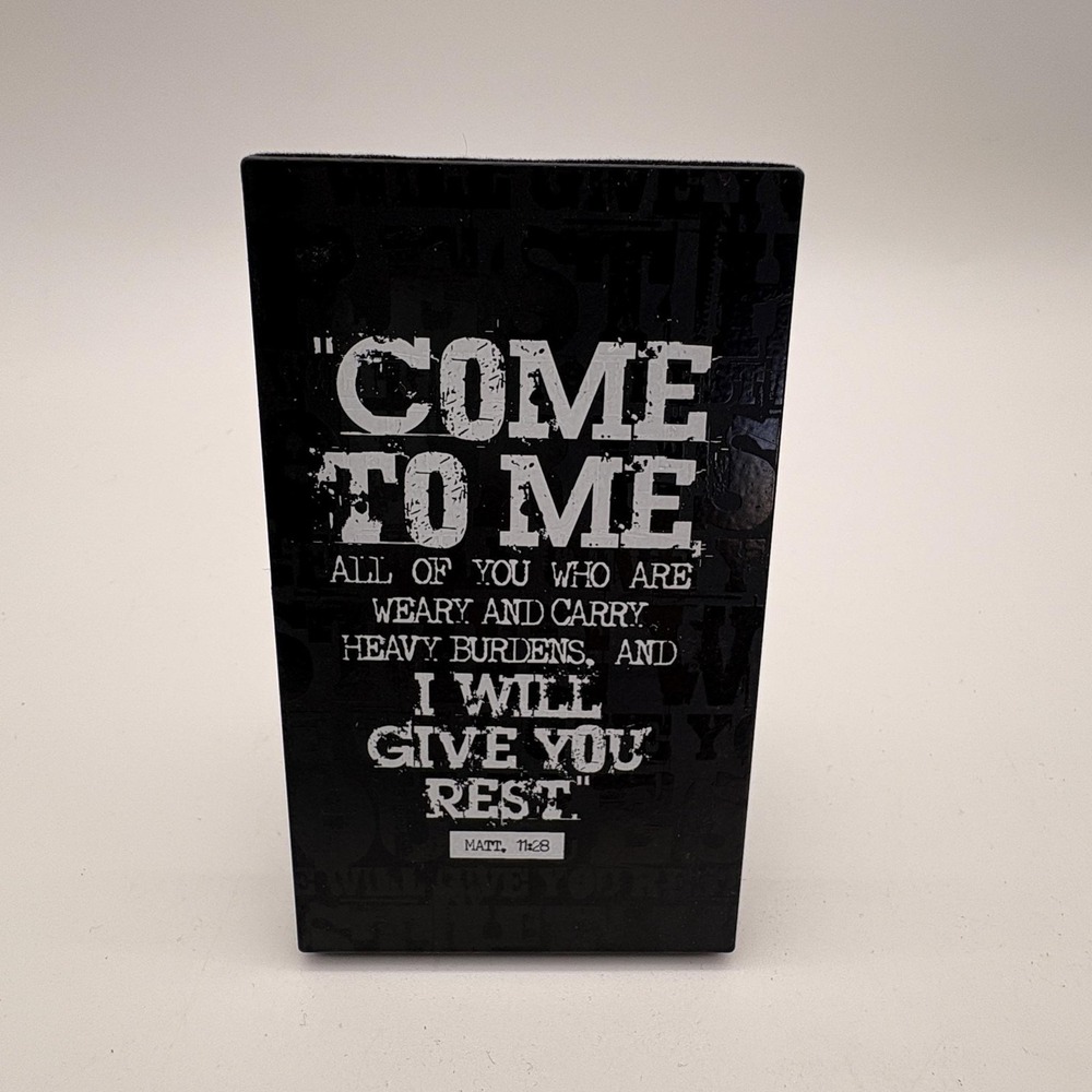 Black Bible Verse Plaque Matthew 11:28 Come To Me Rest Christian Decor Sign